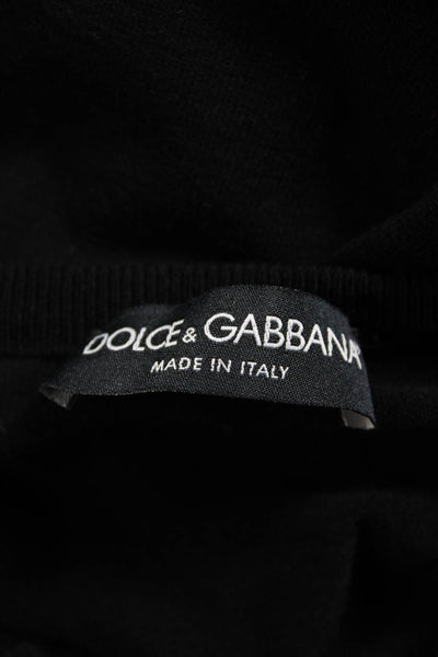 Dolce & Gabbana Womens Button Up Crystal Logo Cardigan Sweater Black Size IT 42