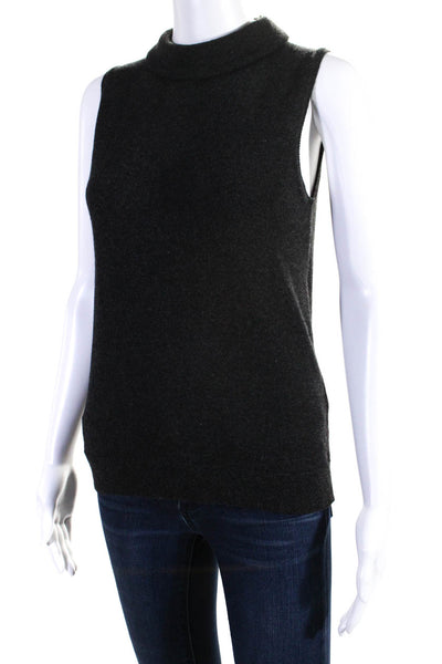 Michael Kors Womens Sleeveless Turtleneck Cashmere Knit Top Gray Size Medium