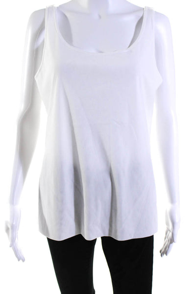 Lafayette 148 New York Womens Scoop Neck Open Knit Tank Top White SIZE lARGE
