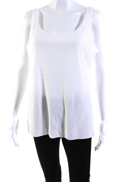 Lafayette 148 New York Womens Scoop Neck Open Knit Tank Top White SIZE lARGE