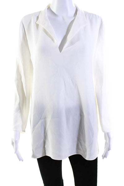 Lafayette 148 New York Womens 3/4 Sleeve Oversized V Neck Top White Size Large