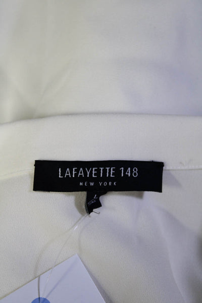 Lafayette 148 New York Womens 3/4 Sleeve Oversized V Neck Top White Size Large