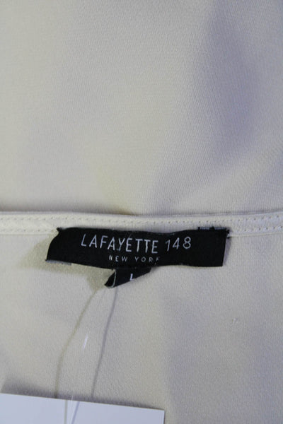 Lafayette 148 New York Womens Scoop Neck Side Slit Silk Tank Top Beige Large