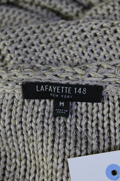 Lafayette 148 New York Womens Short Sleeve Cardigan Sweater Brown Size Medium