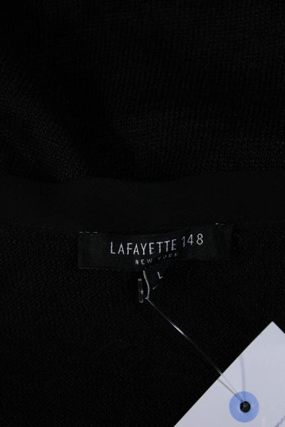 Lafayette 148 New York Womens Scoop Neck Linen Knit Tank Top Black Size Large