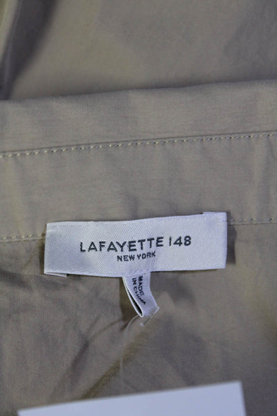 Lafayette 148 New York Womens Button Front 3/4 Sleeve Shirt Brown Size Large