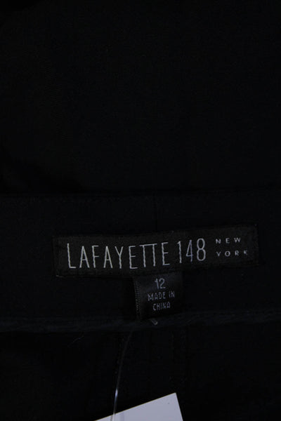 Lafayette 148 New York Womens Pleated Dress Pants Navy Blue Wool Size 12