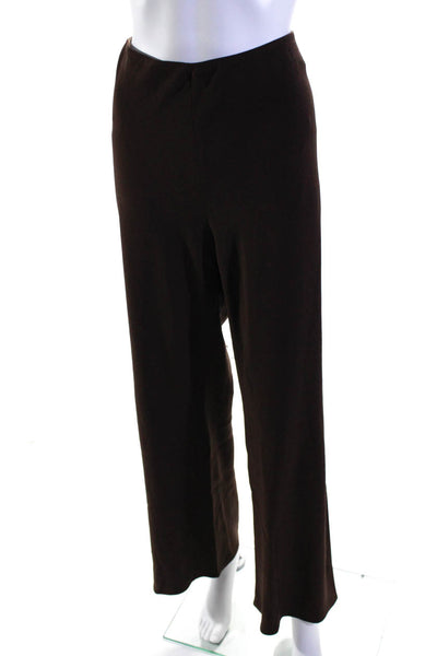 Vince Womens Elastic Waistband High Rise Wide Leg Pants Brown Size Large