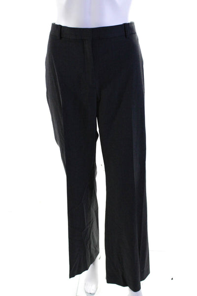 Theory Womens Zipper Fly High Rise Pleated Dress Pants Gray Wool Size 14