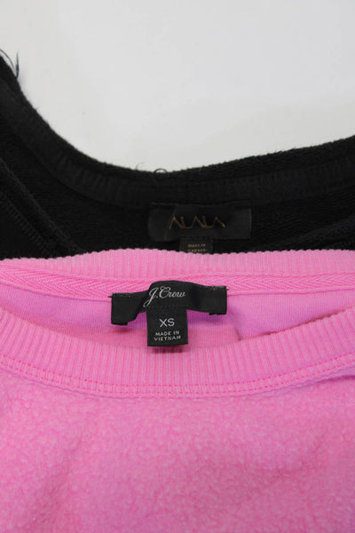 J Crew ALALA Womens Pullover Scoop Neck Sweaters Pink Black Size XS Small Lot 2