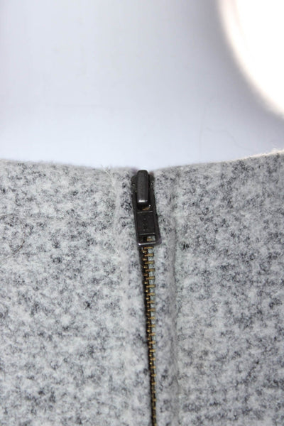 Theory Womens Back Zip Short Sleeve Round Neck Boxy Shirt Gray Wool Size Small