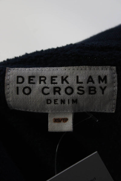 Derek Lam 10 Crosby Womens 3/4 Sleeve Striped Layered Sweatshirt Navy Size XS