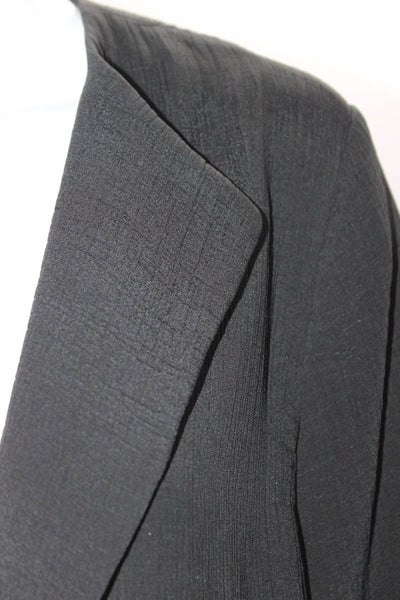 Eileen Fisher Womens Unlined Textured One Button Blazer Jacket Black Size Large