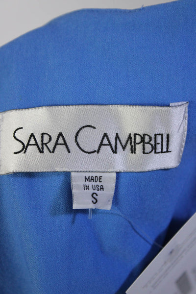 Sara Campbell Womens Scallop Edging 2 Pocket Sleeveless Zip Up Dress Blue Size S