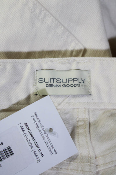 Suit Supply Mens Cream Cotton Fly Button Slim Straight Leg Jeans Size 30