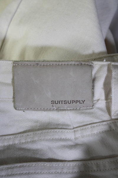 Suit Supply Mens Cream Cotton Fly Button Slim Straight Leg Jeans Size 30