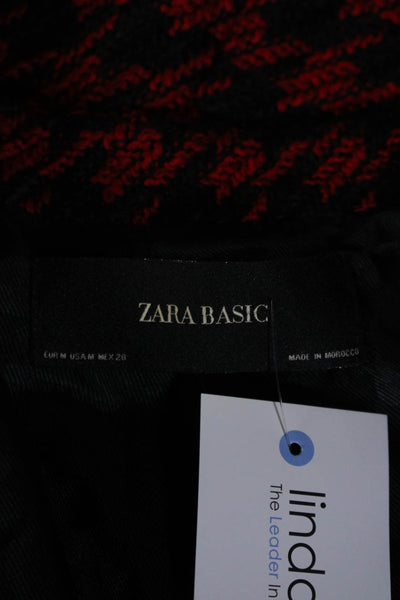 Zara Basic Womens Black Houndstooth Double Breasted Long Sleeve Jacket Size M
