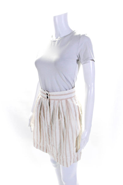 See by Chloe Womens Embroidered Eyelet Stripe Mini Skirt White Pink Size 2