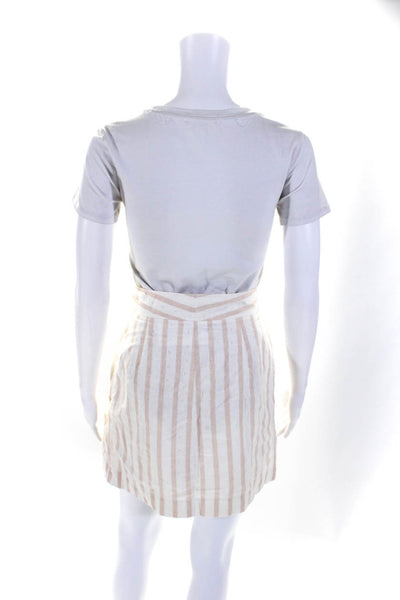 See by Chloe Womens Embroidered Eyelet Stripe Mini Skirt White Pink Size 2