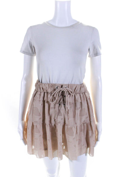 IRO Womens Carmel Burnout Chiffon Elastic Waist Mini Skirt Blush Pink Size FR 34