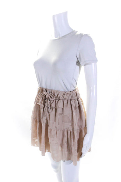 IRO Womens Carmel Burnout Chiffon Elastic Waist Mini Skirt Blush Pink Size FR 34