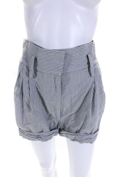 3.1 Phillip Lim Womens High Waist Striped Pleated Shorts Gray Size 4