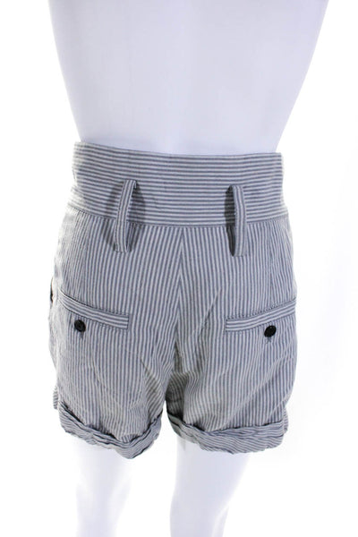3.1 Phillip Lim Womens High Waist Striped Pleated Shorts Gray Size 4