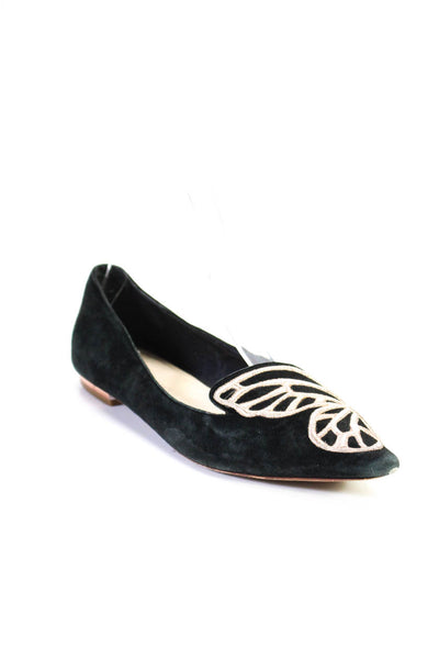 Sophia Webster Womens Metallic Embroidered Butterfly Ballet Flats Black Size 6