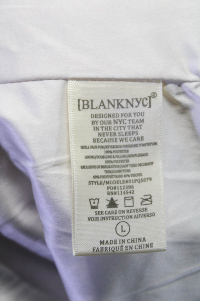 Blank NYC Womens White Fuzzy Star Print Full Zip Long Sleeve Jacket Size L