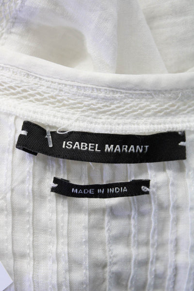 Isabel Marant Womens Crew Neck Ruffle Pleats Long Sleeve Blouse Top Size 42