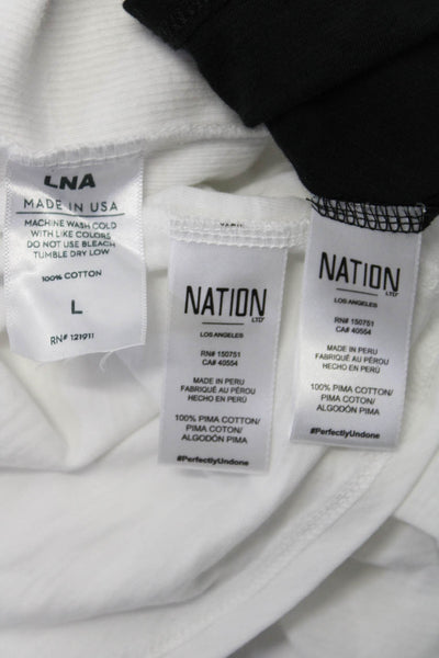 Nation LTD LNA Womens Black Cotton Ruched Long Sleeve Knit Top Size L lot 3