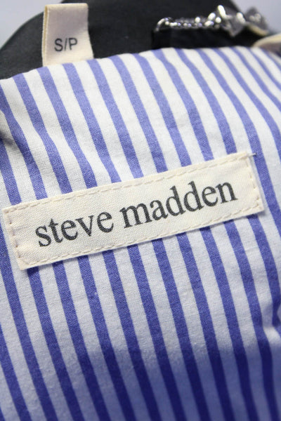 Steve Madden Womens Black Collar Belt Long Sleeve Trench Jacket Size S