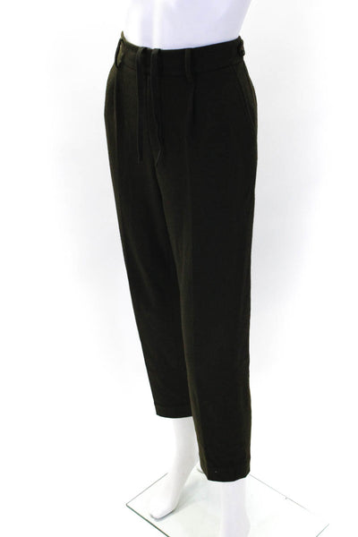 Vince Womens Wool Blend Stretch Waist High-Rise Tapered Pants Brown Size S