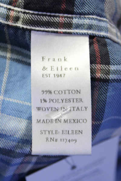 Frank & Eileen Womens Plaid Button Down Shirt Blue Size Extra Extra Small