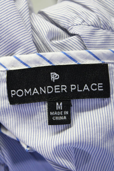 Pomander Place Womens Striped Button Down Shirt White Blue Size Medium