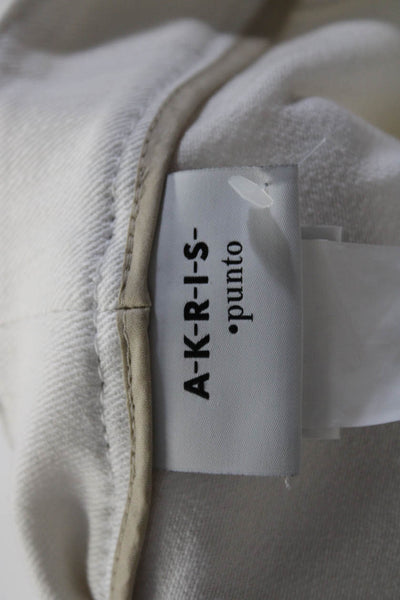 Akris Punto Womens Creased High Rise Wide Leg Jeans White Cotton Size 8