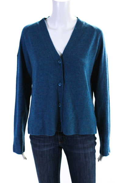 OGD  Womens Cashmere V Neck Long Sleeves Cardigan Sweater Blue Size Small