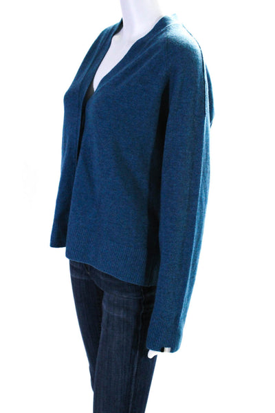 OGD  Womens Cashmere V Neck Long Sleeves Cardigan Sweater Blue Size Small