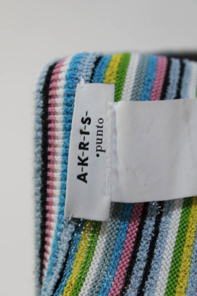 Akris Punto Womens Striped Short Sleeves Sweater Multi Colored Cotton Size 6