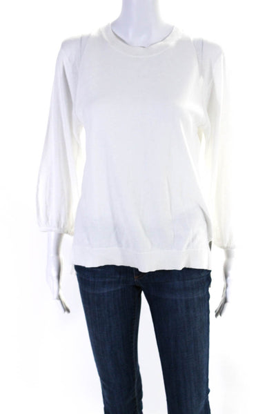 Cotton By Autumn Cashmere Womens Long Sleeves Sweater White Size Medium