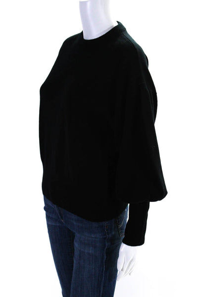 Autumn Cashmere Womens Long Sleeves Crew Neck Sweater Black Size Small