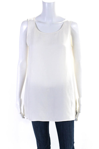Lafayette 148 New York Womens Silk Pullover Tank Top White Size Small