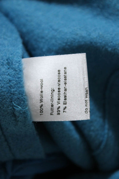 Akris Punto Womens Asymmetrical Felt Zip Jacket Blue Wool Size 6