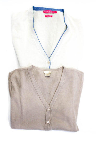 Peter Millar Mal Womens White V-Neck Silk Blend Cardigan Sweater Size L lot 2