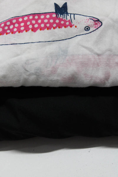 Gretchen Scott J Crew Womens Cotton Graphic Print Button Tops Pink Size L Lot 2