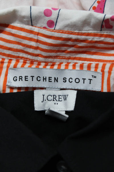 Gretchen Scott J Crew Womens Cotton Graphic Print Button Tops Pink Size L Lot 2