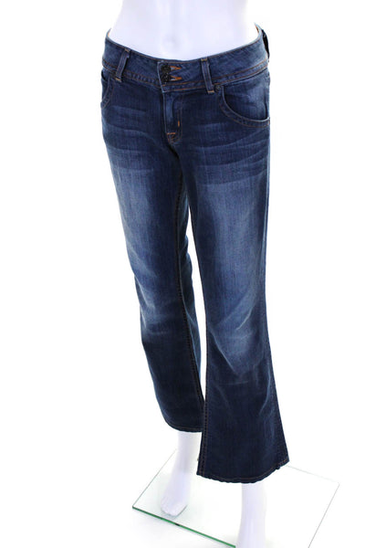 Hudson Womens Denim Zip Up Mid Rise Flared Jeans Pants Medium Wash Blue Size 27