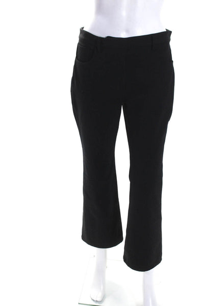 Theory Womens ZipperF ly Mid Rise Flare Cropped Trouser Pants Black Size 6