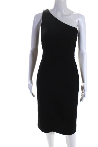 KORS Michael Kors Womens Side Zip One Shoulder Sheath Dress Black Wool Size 4