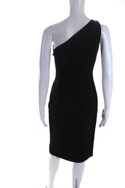 KORS Michael Kors Womens Side Zip One Shoulder Sheath Dress Black Wool Size 4